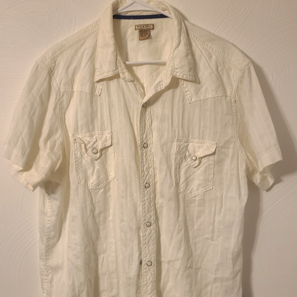 Men's Cream Button-Up Shirt Vintage Arizona Brand, Light Weight Boheim Style
